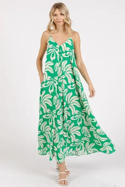 V-Neck Maxi Cami Dress with Pockets
