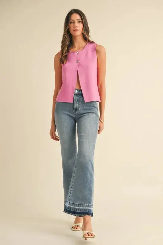 Button Detail Sweater Vest